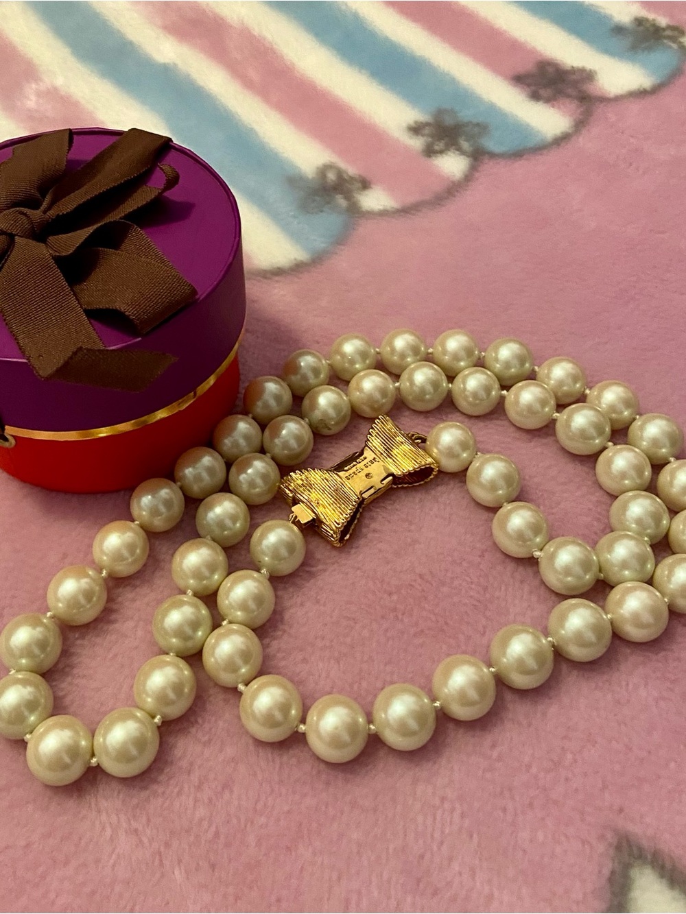 XL extra long Wrapped up big GLASS pearls New With Box